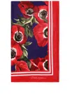 Dolce & Gabbana Anemone Cotton Beach Towel In Red