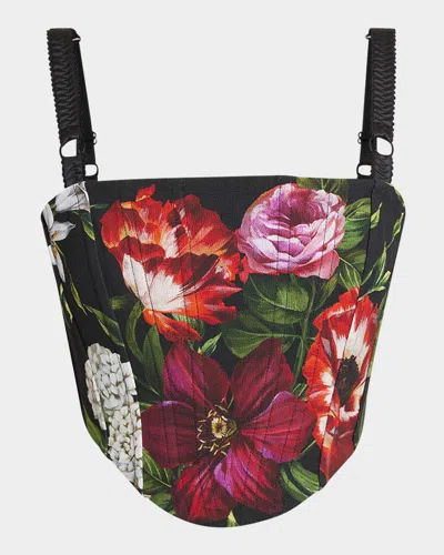 DOLCE & GABBANA ANEMONE FLORAL CROP CORSET TOP