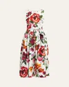 Dolce & Gabbana Sleeveless Dress In Cotton Poplin Flower Print In Animal Print
