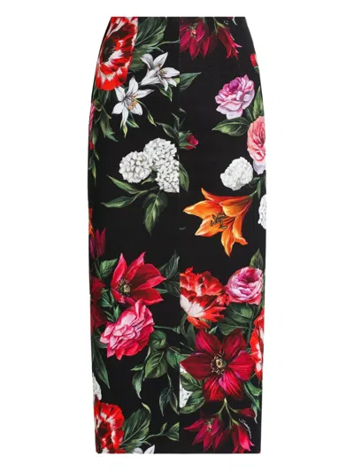 Dolce & Gabbana Anemone-print Midi Skirt In Multi