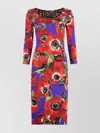 Dolce & Gabbana Anemone Print Sheath Dress In Red