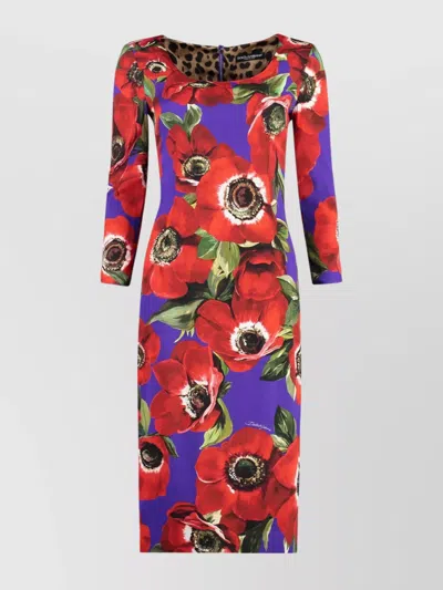 DOLCE & GABBANA ANEMONE PRINT SHEATH DRESS