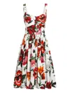 Dolce & Gabbana Women Anemoni Print Cotton Midi Dress In Multi