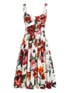Dolce & Gabbana Women Anemoni Print Cotton Midi Dress In Multi