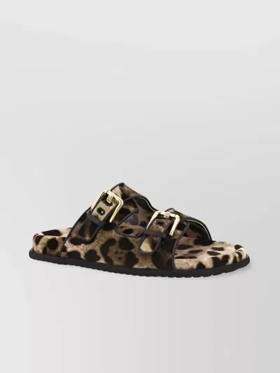 Dolce & Gabbana Animal Pattern Flat Sole Sandals In Multi