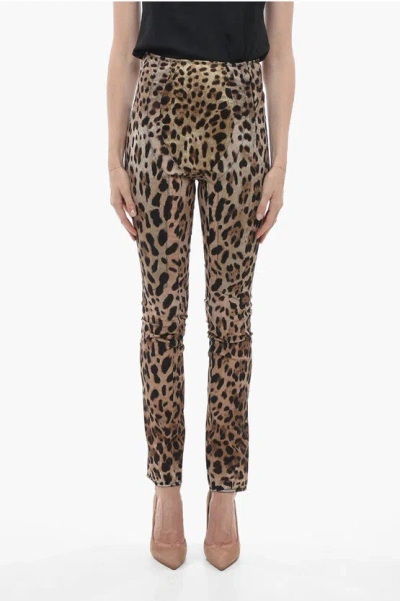 Dolce & Gabbana Animal Patterned Skinny Fit Trousers In Animal Print