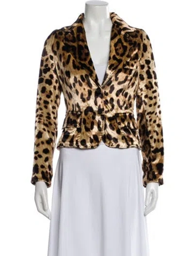 Pre-owned Dolce & Gabbana Animal Print Blazer In Brown