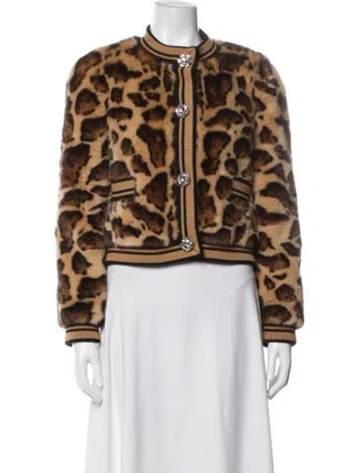 Pre-owned Dolce & Gabbana Animal Print Bomber Jacket In Brown
