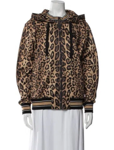 Pre-owned Dolce & Gabbana Animal Print Bomber Jacket In Neutrals