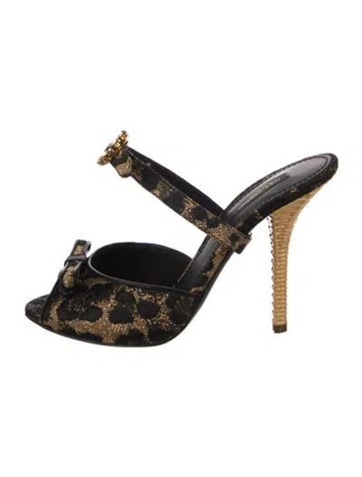 Pre-owned Dolce & Gabbana Animal Print Bow Accents Mules In Neutral