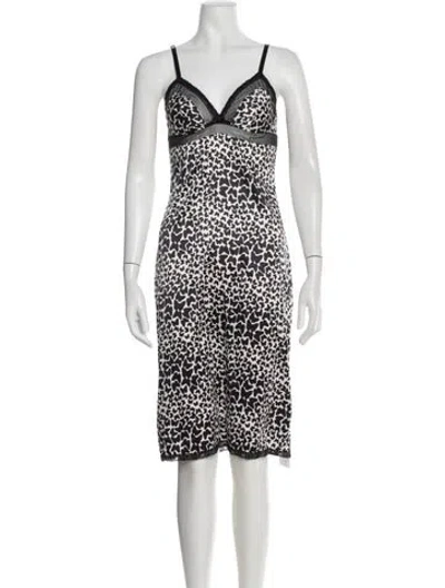 Pre-owned Dolce & Gabbana Animal Print Bow Accents Nightgown In White