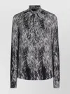 Dolce & Gabbana Womens  Abstract-pattern Tie-neck Silk Blouse In Gray