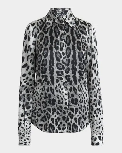 DOLCE & GABBANA ANIMAL PRINT BUTTON DOWN BLOUSE