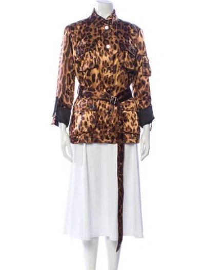 Pre-owned Dolce & Gabbana Animal Print Coat In Brown