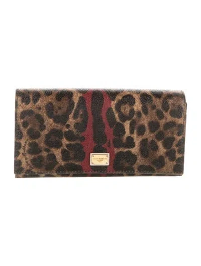 Pre-owned Dolce & Gabbana Animal Print Continental Wallet In Multicolor