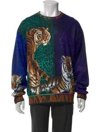 Pre-owned Dolce & Gabbana Animal Print Crew Neck Sweatshirt In Purple
