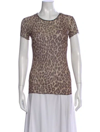 Pre-owned Dolce & Gabbana Animal Print Crew Neck T-shirt In Brown