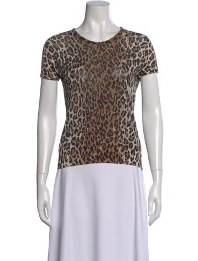 Pre-owned Dolce & Gabbana Animal Print Crew Neck T-shirt In Neutral