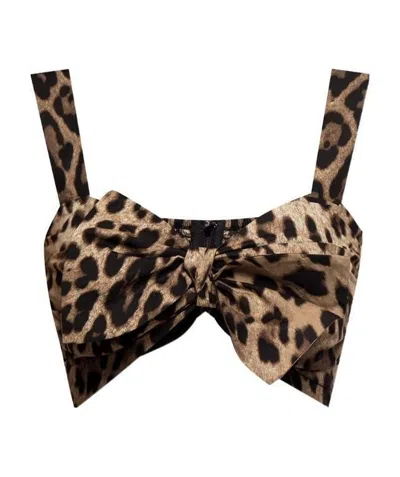 Dolce & Gabbana Dolce  Gabbana Animal Print Cropped Top