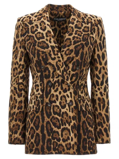 Dolce & Gabbana Animal Print Single-breasted Blazer In Multicolour
