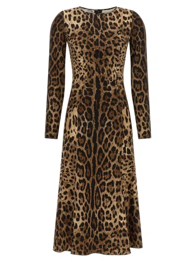 Dolce & Gabbana Animal Print Dress In Brown