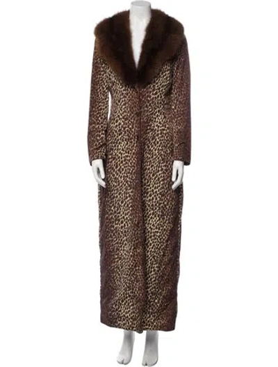 Pre-owned Dolce & Gabbana Animal Print Faux Fur Coat In Brown