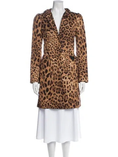 Pre-owned Dolce & Gabbana Animal Print Faux Fur Coat In Brown