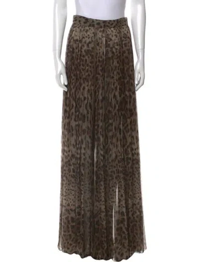 Pre-owned Dolce & Gabbana Animal Print Flared Pants In Brown