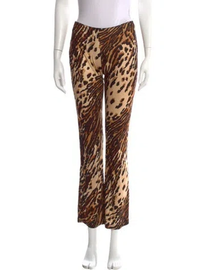 Pre-owned Dolce & Gabbana Animal Print Flared Pants In Brown