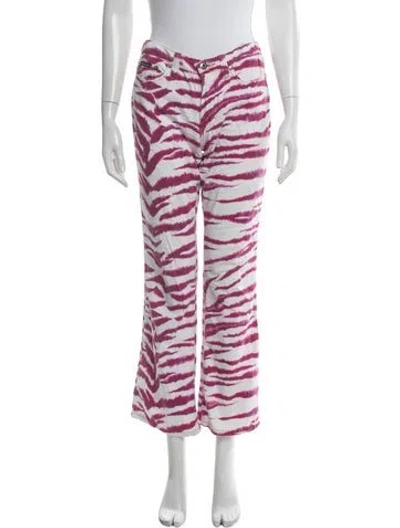 Pre-owned Dolce & Gabbana Animal Print Flared Pants In Pink