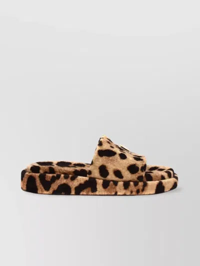 Dolce & Gabbana Animal Print Flat Sole Open Toe Sandals