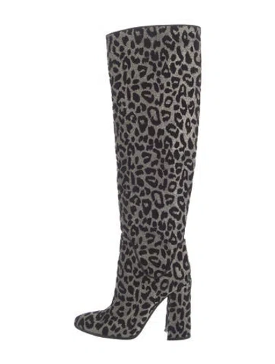Pre-owned Dolce & Gabbana Animal Print Glitter Accents Boots In Black