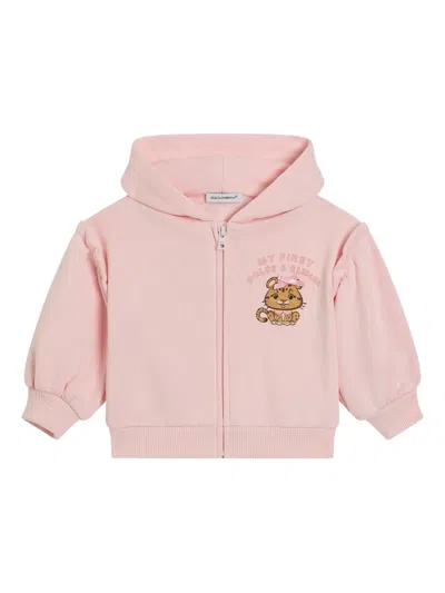 Dolce & Gabbana Babies' Animal Print Hooded Top In Pink