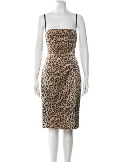 Pre-owned Dolce & Gabbana Animal Print Knee-length Dress In Neutral