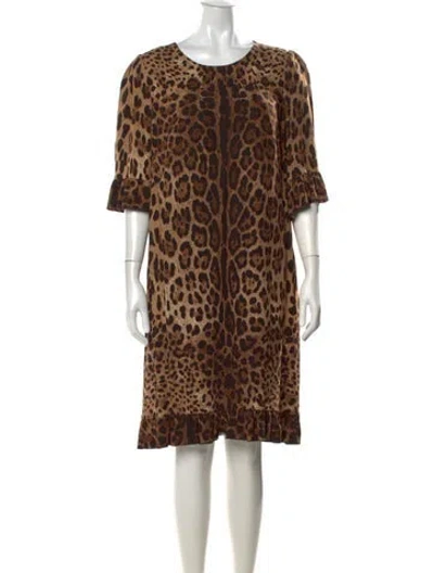 Pre-owned Dolce & Gabbana Animal Print Knee-length Dress In Neutral