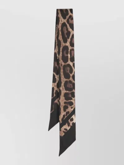 Dolce & Gabbana Animal Print Lightweight Long Length Scarf In Brown