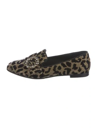 Pre-owned Dolce & Gabbana Animal Print Loafers In Gold