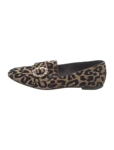 Pre-owned Dolce & Gabbana Animal Print Loafers In Gold