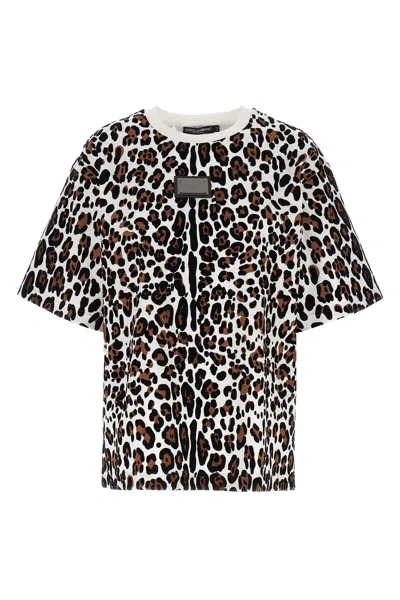 DOLCE & GABBANA DOLCE & GABBANA ANIMAL PRINT LOGO PLAQUE T-SHIRT