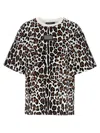 Dolce & Gabbana Crew Neck Flocked Cotton T-shirt With Animal Motif In Multicolor