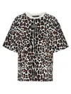 Dolce & Gabbana Crew Neck Flocked Cotton T-shirt With Animal Motif In Multicolor