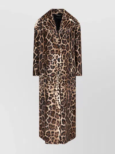 DOLCE & GABBANA ANIMAL PRINT LONG JACKET BELTED