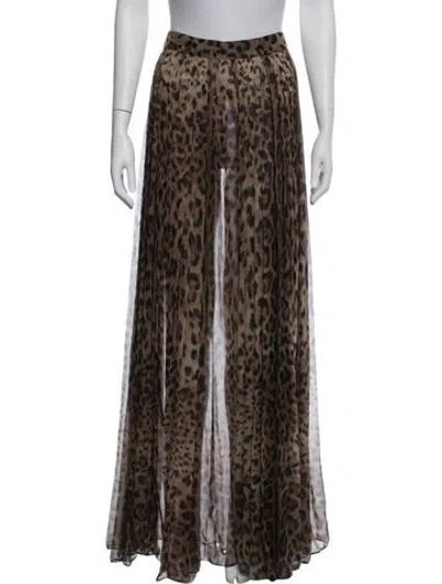 Pre-owned Dolce & Gabbana Animal Print Long Skirt In Brown