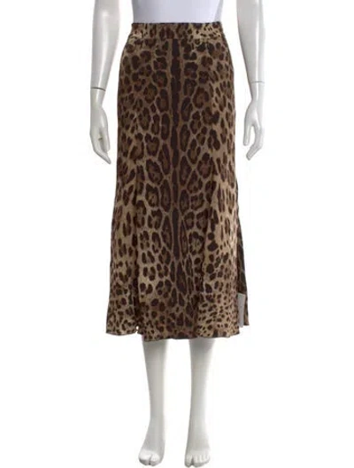Pre-owned Dolce & Gabbana Animal Print Long Skirt W/ Tags In Neutral