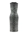 Dolce & Gabbana Leopard Print Sleeveless Midi Dress In Gray
