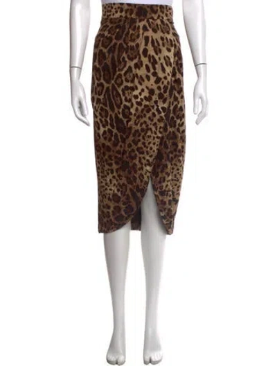 Pre-owned Dolce & Gabbana Animal Print Midi Length Skirt In Neutral