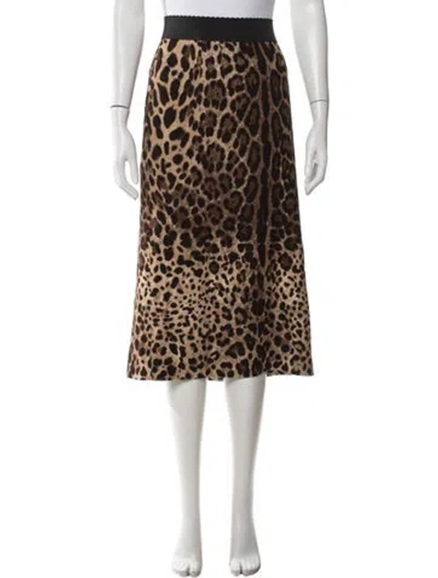 Pre-owned Dolce & Gabbana Animal Print Midi Length Skirt In Neutrals