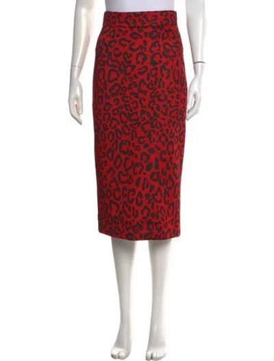 Pre-owned Dolce & Gabbana Animal Print Midi Length Skirt In Red