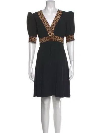 Pre-owned Dolce & Gabbana Animal Print Mini Dress In Black