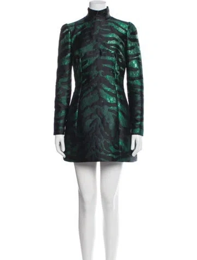 Pre-owned Dolce & Gabbana Animal Print Mini Dress In Blue/green